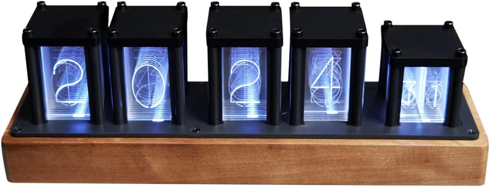 ニキシー管 風置き時計 レトロ 木製  LED デジタル時計 インテリア B Amazon.co.jp: ニキシー管時計 ニキシー管風置き時計 LEDデジタル時計